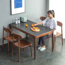 Rock board dining table household small apartment solid wood modern simple light luxury chair combination Nordic table log dining table