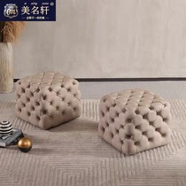 American genuine leather swapped shoes stool fitting cap room stool pull buckle sofa stool small stool calf leather mound living-room footstool