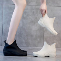 Japanese fashion rain shoes womens short tube rain boots water shoes Net red silicone breathable non-slip waterproof cover thick wear