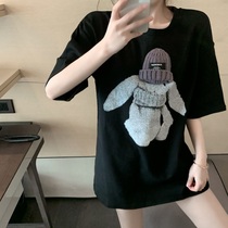 White short-sleeved printed T-shirt womens 2021 new summer outfit Western-style wear-down Joker slim loose T-shirt top