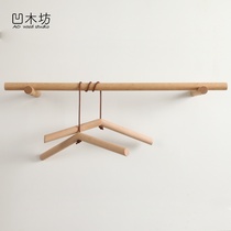 Solid wood hangers Wall-mounted wall tops and hat racks Bed and breakfast clothes racks Creative wooden towel racks Clothing store hanging clothes poles