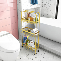 Nordic bathroom floor rack toilet toilet side slit small cart bathtub next shower gel storage rack