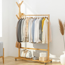 Simple clothes hanger floor bedroom solid wood pole type household coat rack clothes rack drying rack sub storage rack