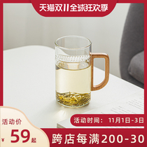 Mr. Nanshan glass tea cup green tea cup Crescent Crescent filter water cup office large capacity Cup teacup with handlebar