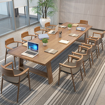 Nordic Solid Wood Meeting Table Long Table Negotiation Table And Chairs Combined Log Desk Brief Modern Strip Table Worktop Table