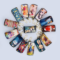 Female style car key bag multifunction cute zipper Painted Cartoon Mini Cylinder Lock Spoon Bag Small Zero Wallet