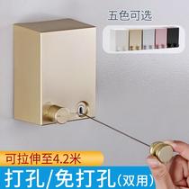Invisible drying rack indoor no balcony shrink home bedroom bathroom wall-mounted perforated hotel wire rope