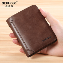 Mens Wallet 2021 New Thin Leather Driver Card Bag Mens Head Cowhide Short Tide Brand Wallet