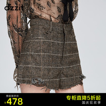 dzzit 2019 winter counter new khaki wool tulle plaid shorts women 3G4Q1093N
