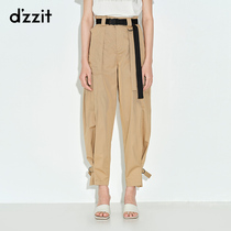 Dzzit Disu 2020 summer counter new fashionable belt Khaki Leggings women 3c2q451n