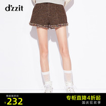 dzzit ground element autumn and winter new ladies Xiaoxiang tweed plaid trim shorts women 3F4Q1043N