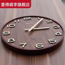 New Chinese hanging bell sitting room mute clock Chinese style wind woody clock minimalist home clock wood grain hanging watch