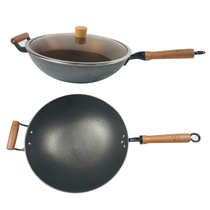 Food writer Wang Gang household wok turtle pattern handmade pig iron 32cm34cm induction cooker gas stove Universal