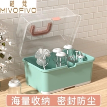 Baby bottle storage box portable large baby tableware storage box milk bottle drain with lid dustproof drying rack