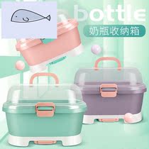 Storage box baby bottle storage box baby tableware storage rack dry supplementary food bowl with lid drain dust
