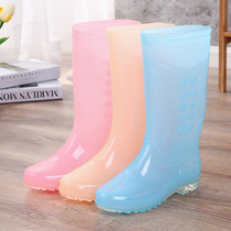 Jelly color parent-child rain shoes womens non-slip thin middle tube rain boots Spring and summer candy water shoes comfortable galoshes Adult rubber shoes