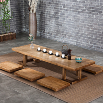 Japanese tea table and chair combination solid wood tatami tea table long table study Zen sitting low table homestay tea table