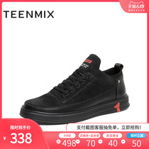 Teenmix / tianmeiyi 2019 winter new shopping mall same type of bandage Cow split leather men's single shoe 2qh01dm9