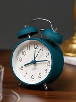Metal light luxury alarm clock students use silent bedside clock bedroom desk clock big bell ring lazy alarm with light