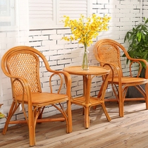 Rattan chair tea table Three sets of natural real rattan chairs Outdoor minimalist Casual Balcony Table And Chairs Furniture Combination Kit