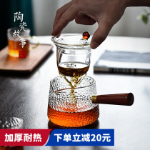 Ceramic story side put teapot glass flower teapot brewing tea home set tea set tea set single pot side handle boiling teapot
