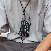 iMipack trend printed metal buckle multifunction webbing hanging neck small money bag zero money card bag key tide card