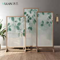 Nordic screen partition living room entrance simple modern solid wood fabric small apartment bedroom shelter home