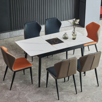 Rock plate telescopic table simple modern rectangular designer Italian minimalist household small apartment dining table and chair combination