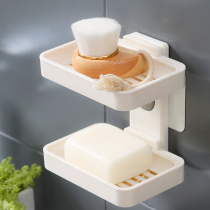 Bathroom household two-layer soap soap box rack upper and lower double layer strong incense wall suction cup wall-mounted wall-mounted