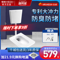 HEGII squatting urinal squatting pit household urinal squatting pit squatting toilet potty toilet deodorant stool water tank set