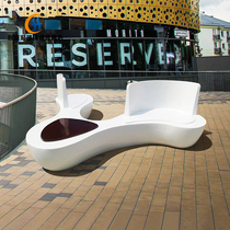 Creative FRP triangle bench imitation wood grain seat surface rest seat Square backrest bench beautiful Chen public seat