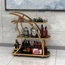 KTV golden three-layer trolley 4S shop tea wine and water cart cake rack hotel restaurant mobile dining car dealer