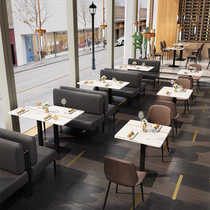 Commercial Western restaurant restaurant barbecue card seat table coffee shop rock board table chain restaurant table and chair combination