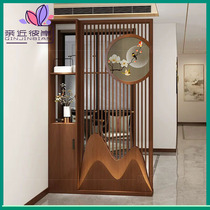 New Chinese style solid wood screen partition living room entrance grille office block collection simple modern household