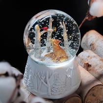 Christmas crystal ball birthday gift Music Box little Prince Fox ornaments snowball music box floating snow night light