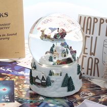 Santa Claus Crystal Ball Train Music Box Rotating Music Box Snow Mountain Girls Children's Christmas Gift