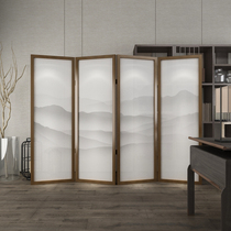 New Chinese style screen partition Living room study Home office Movable folding solid wood Chinese style folding screen Mountain water