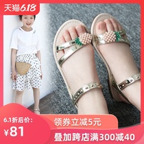 Children's sandals 2020 summer new net red pineapple pearl girl's princess shoes big child fairy beach shoes