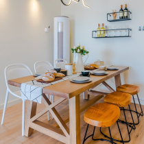 Nordic light luxury solid wood table rectangular dining table simple modern small apartment home coffee shop big table