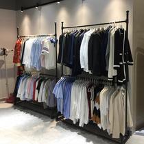 Clothes rack floor-to-ceiling double-pole indoor bedroom telescopic folding clothes rack Household balcony double-layer simple lifting clothes rack