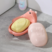 Childrens soap box with lid Bear bathroom soap rack creative drain baby cartoon soap box cute