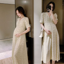 Pregnant women's dress summer pregnant women's dress summer flower suit long fashion fashion net red tide mother