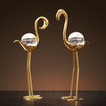 Flamingo light luxury home furnishings wine cabinet crystal ball decorations living room TV cabinet porch high-grade brass soft