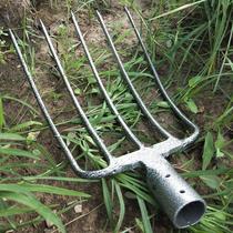Five-strand fork all-steel solid steel fork agricultural tools straw fork manure fork straw fork upside home outdoor garden fork