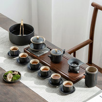 Guanyi black pottery set kung fu tea set Tea home Japanese tea ceremony creative teapot bowl supplies light luxury