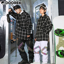 21DOOREK mushroom head Tide brand black grid hedge ski suit double waterproof warm wind and cotton