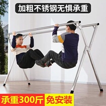 304 stainless steel drying rack balcony indoor simple drying clothes to the ground household shrink drying rack simple outdoor