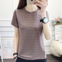 Summer mens and womens outdoor quick-drying clothes Short-sleeved round neck loose elastic breathable sports hiking mountaineering quick-drying t-shirt thin