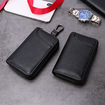 Muilin key bag mens real leather large capacity waist hanging pull chain type card bag multifunction car home lock spoon bag woman