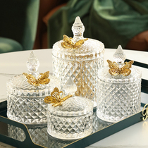 BSD light luxury glass candy jar with lid cute creative exquisite storage jar decorations storage box ornaments utensils